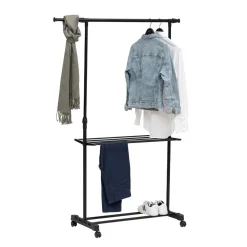 Portant à vêtements avec étendoir à roulettes