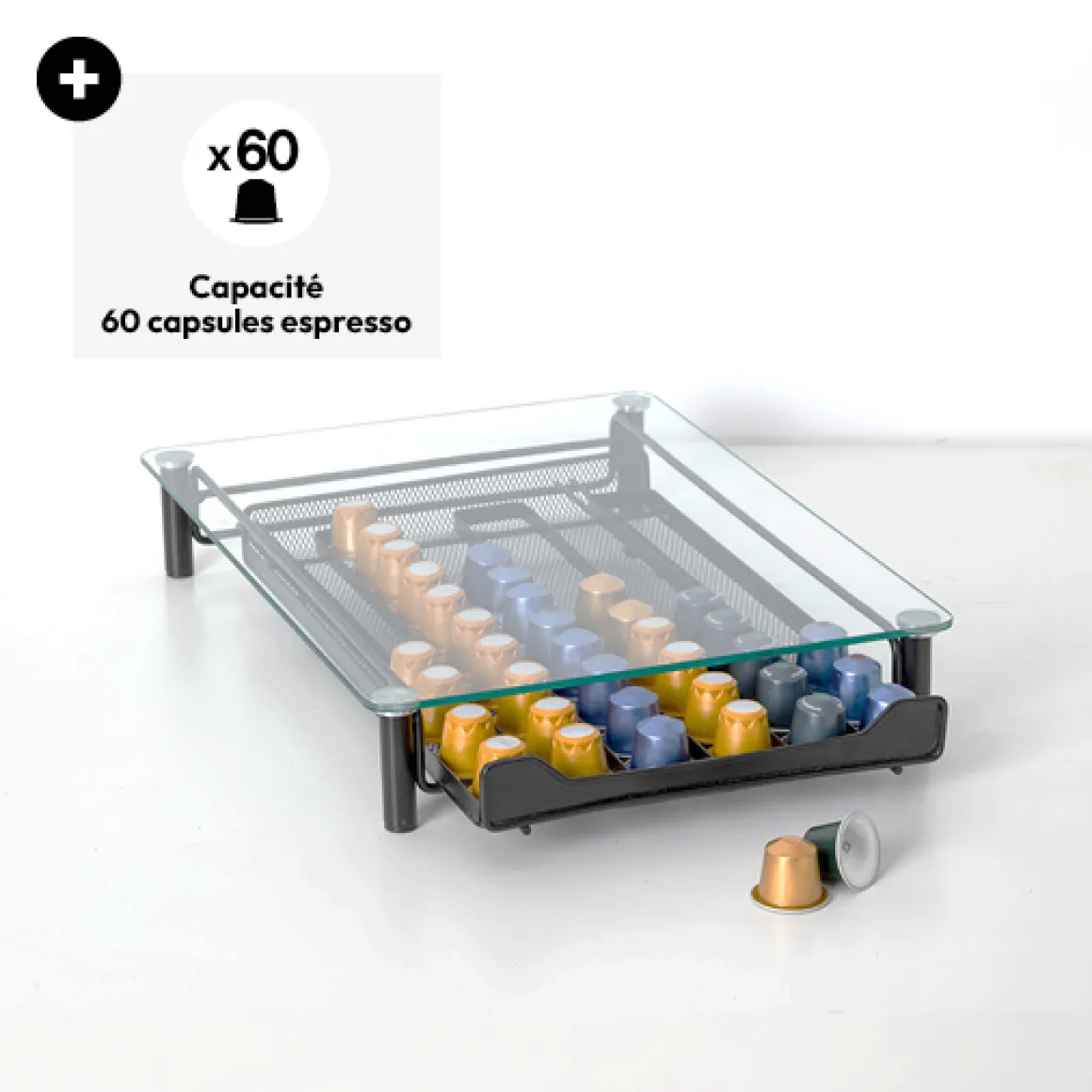 Porte capsules x60 avec tiroir