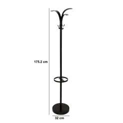 Porte-manteaux 8 crochets 175cm, Noir