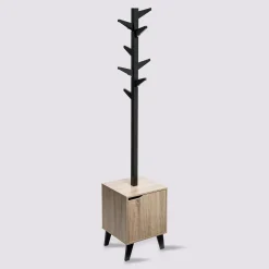 Porte-manteaux effet chêne naturel, Noir