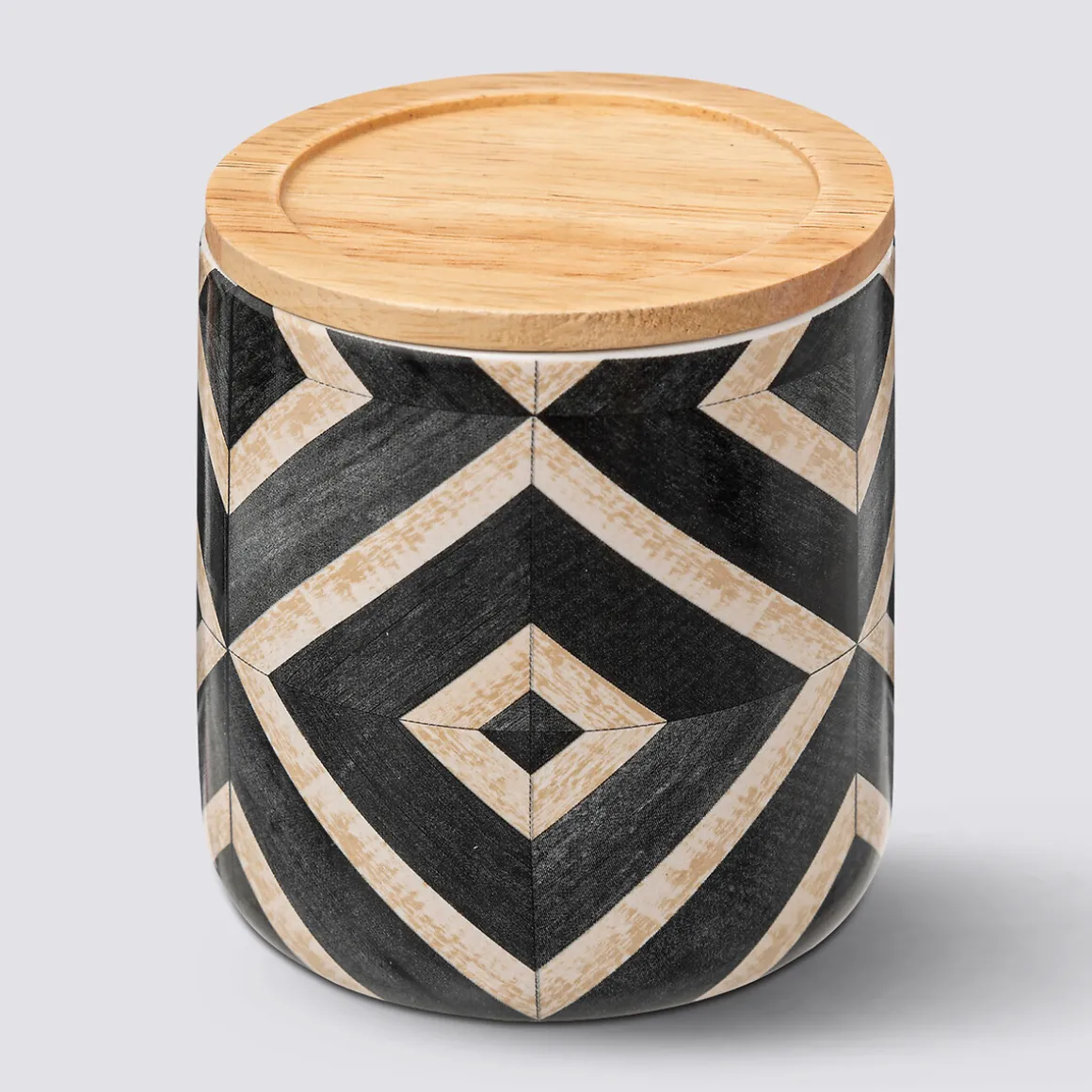 Pot à cotons, Noir et beige