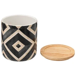 Pot à cotons, Noir et beige