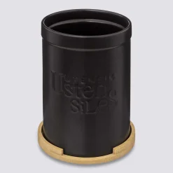 Pot à ustensiles couvercle bambou, Céramique noir