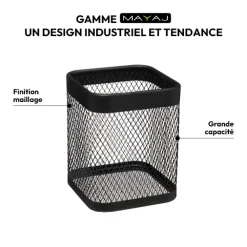 Pot à ustensiles métal, Noir