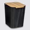 Poubelle à couvercle bambou 5L, Noir