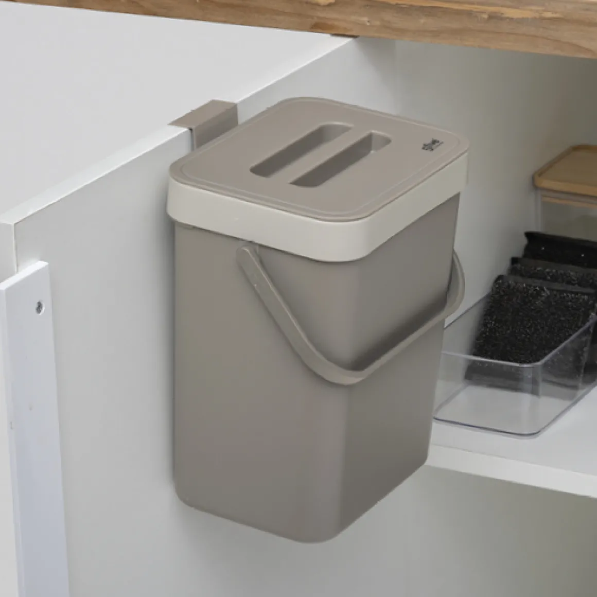 Poubelle compost plastique 5L, Taupe