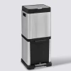 Poubelle de tri sélectif en métal 20+14L, Inox