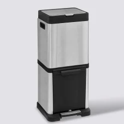Poubelle de tri sélectif en métal 20+14L, Inox