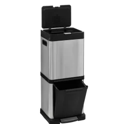 Poubelle de tri sélectif en métal 20+14L, Inox