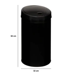 Poubelle, Détecteur infra-rouge + bouton, 40 l, Noir