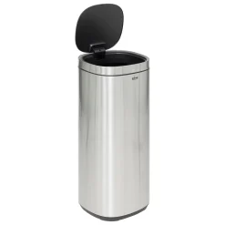 Poubelle métal 50L avec ouverture pression, Gris