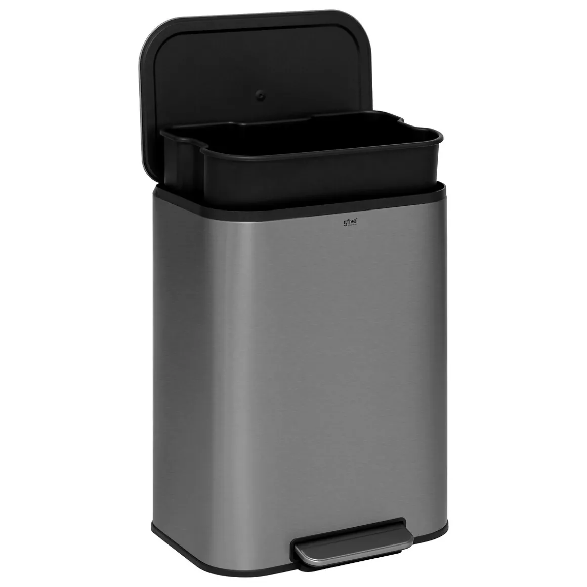 Poubelle métal 50L, Inox finition mat