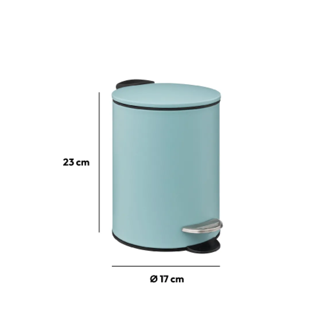 Poubelle métal Soft Close 3L, Bleu artic