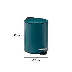 Poubelle métal Soft Close 3L, Bleu pétrole