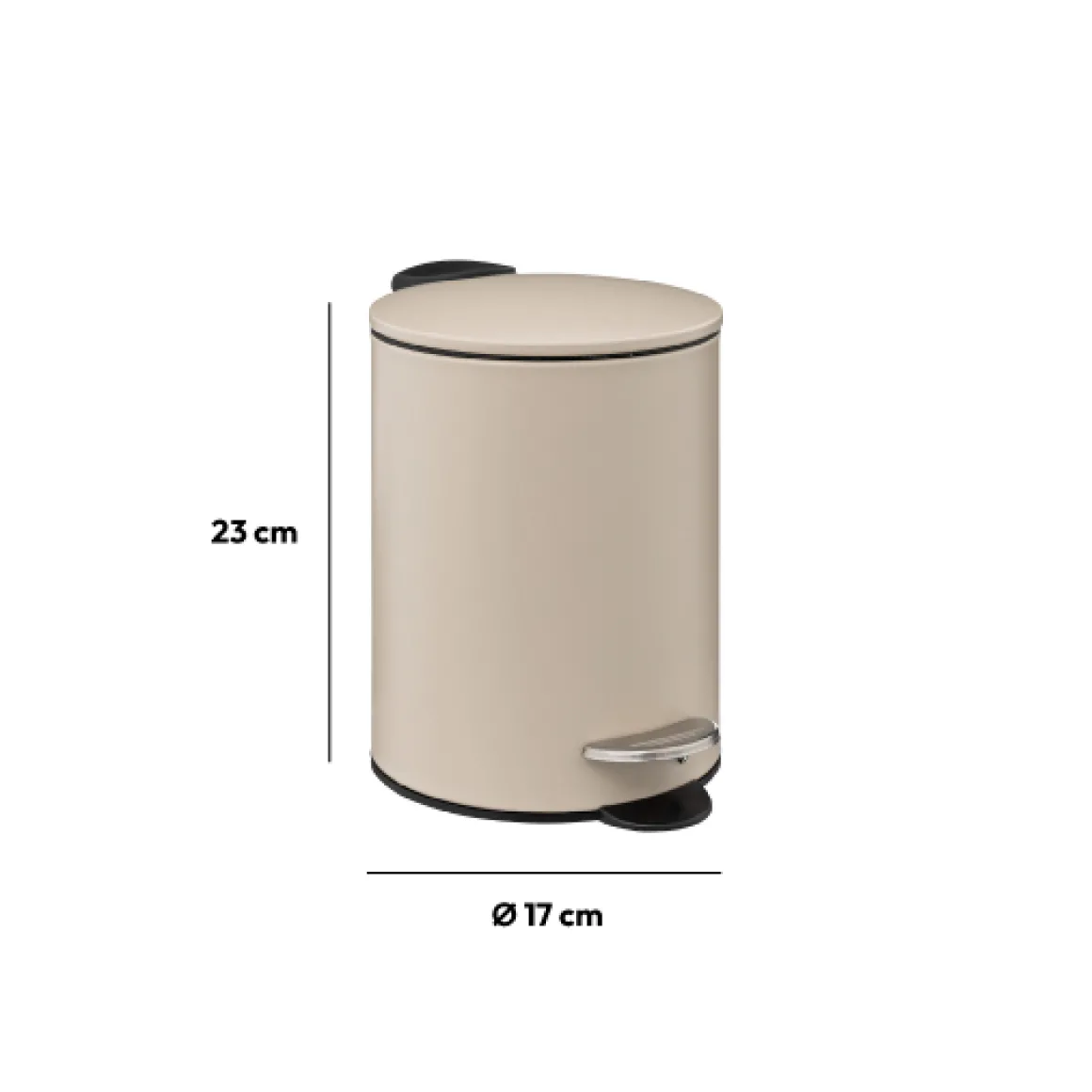 Poubelle métal Soft Close 3L, Beige naturel