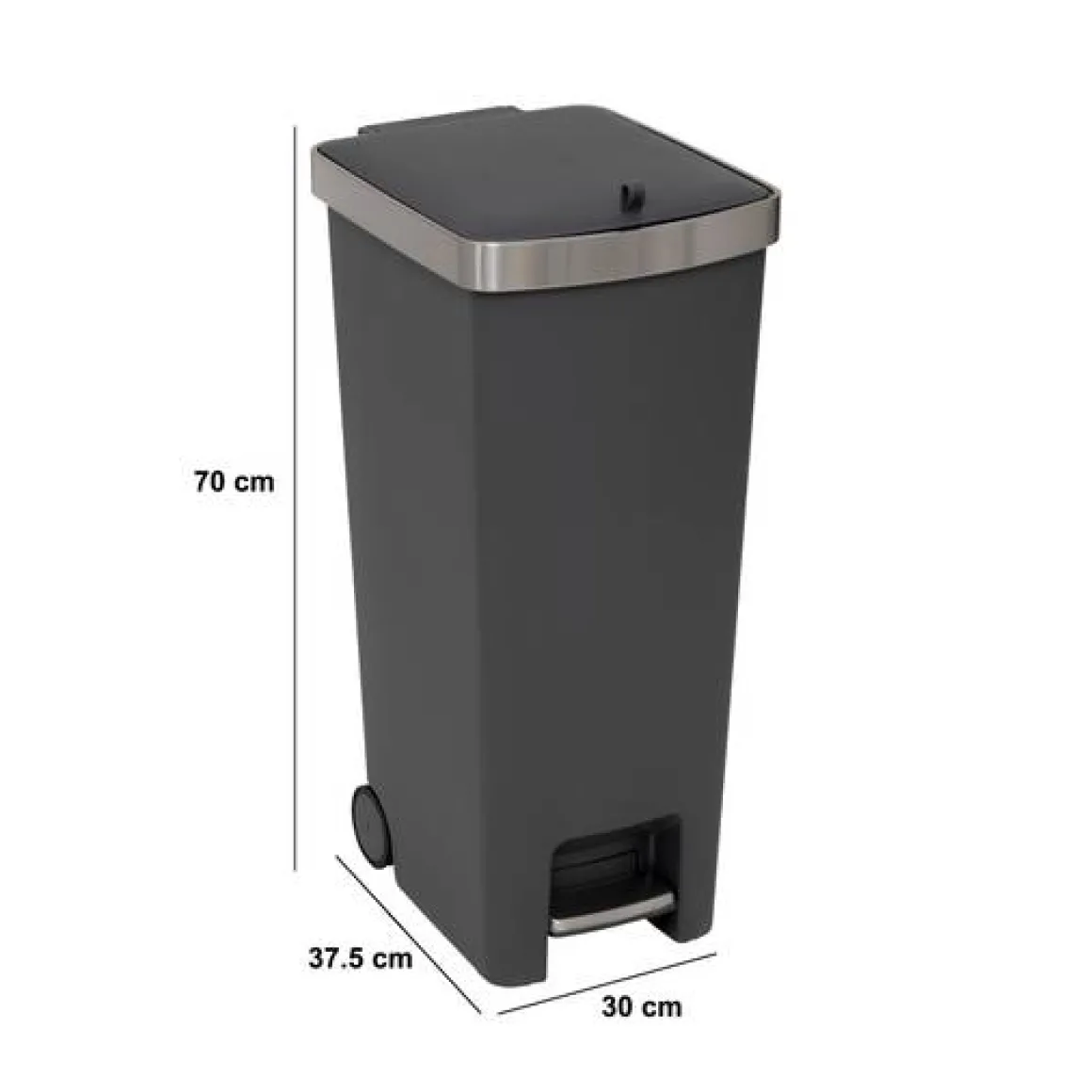 Poubelle, Pédale, 45 l, Gris