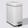 Poubelle rect soft close inox 5l, Blanc