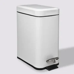 Poubelle rect soft close inox 5l, Blanc