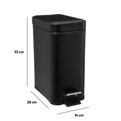 Poubelle rect soft close inox 5l, Noir