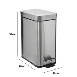 Poubelle rect soft close inox 5l