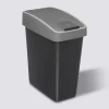 Poubelle rectangulaire à 2 ouvertures plastique 45L, Gris