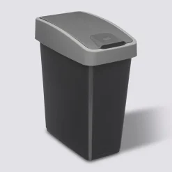 Poubelle rectangulaire à 2 ouvertures plastique 45L, Gris