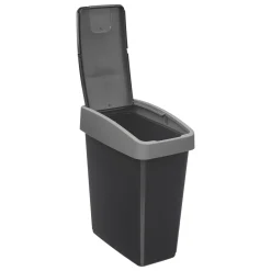 Poubelle rectangulaire à 2 ouvertures plastique 45L, Gris