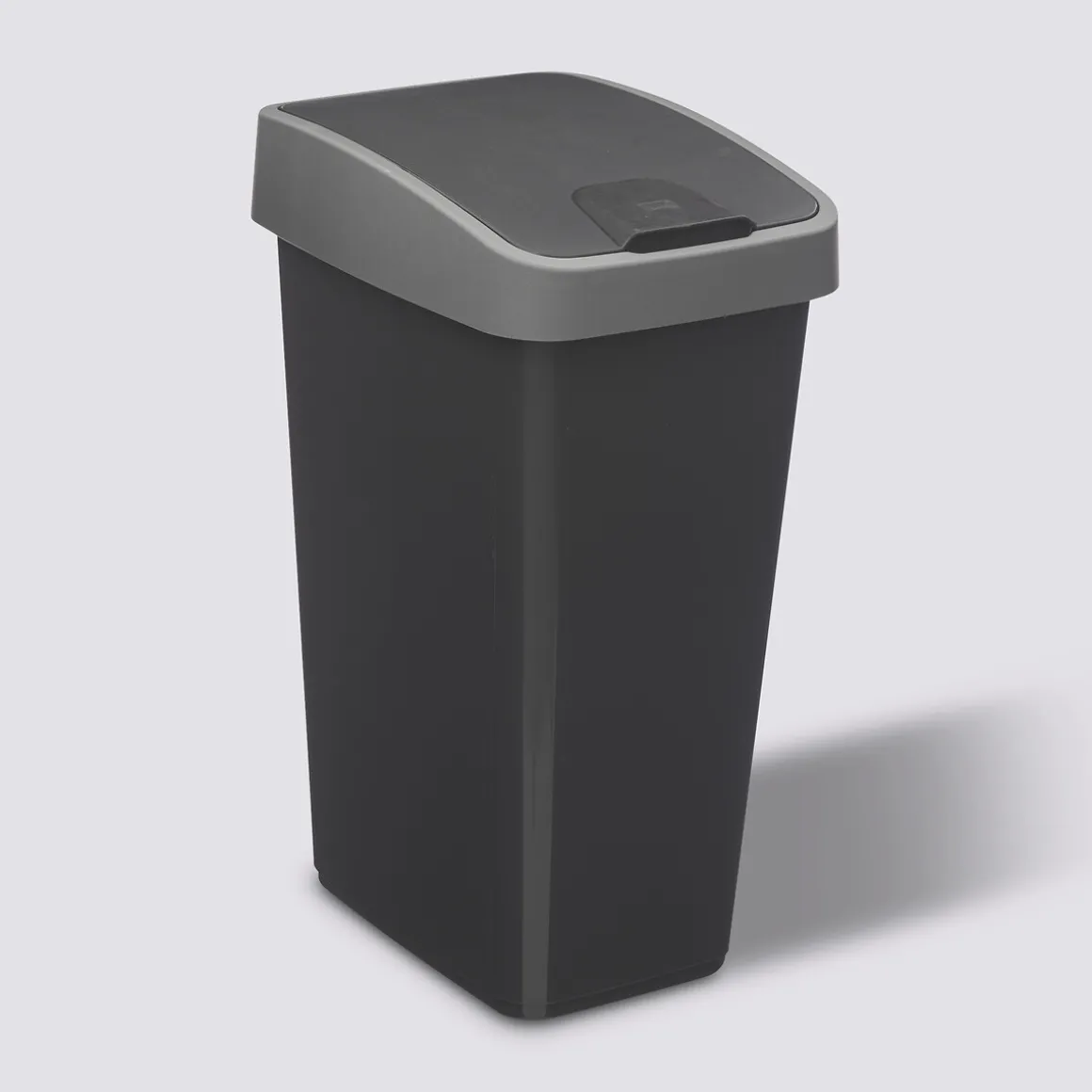 Poubelle rectangulaire à 2 ouvertures plastique 25L, Gris