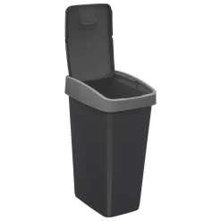 Poubelle rectangulaire à 2 ouvertures plastique 25L, Gris