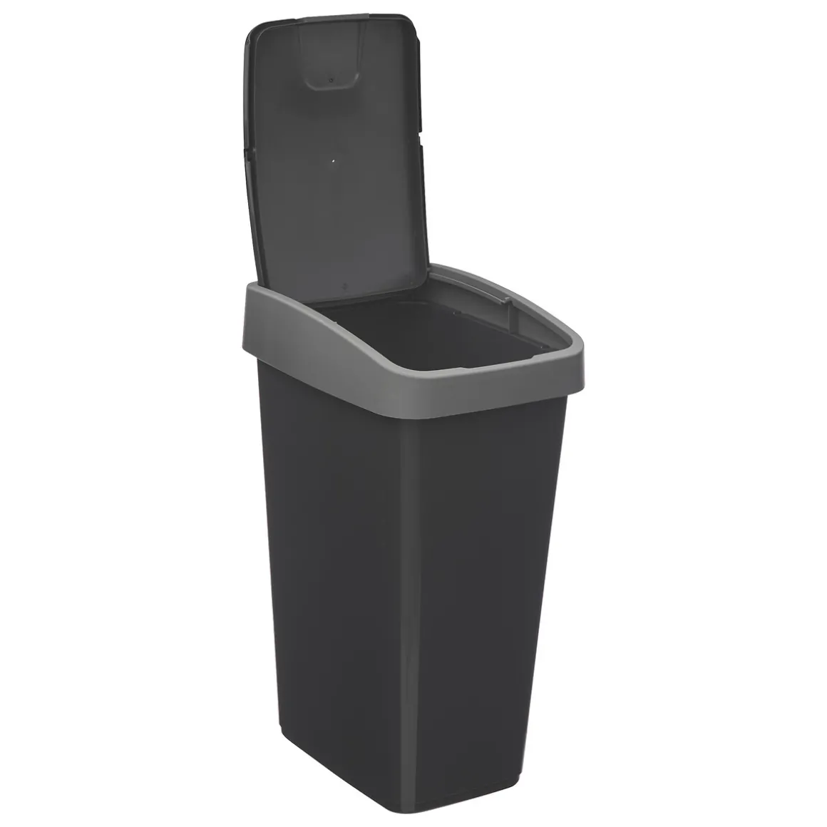 Poubelle rectangulaire à 2 ouvertures plastique 25L, Gris