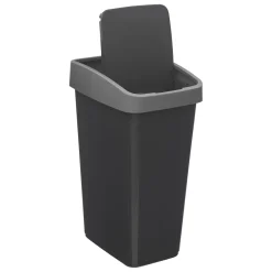 Poubelle rectangulaire à 2 ouvertures plastique 25L, Gris