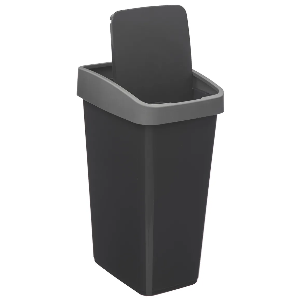 Poubelle rectangulaire à 2 ouvertures plastique 25L, Gris