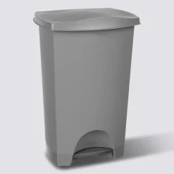 Poubelle rectangulaire à pédale plastique 42L, Gris