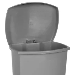 Poubelle rectangulaire à pédale plastique 42L, Gris