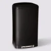 Poubelle rectangulaire à pédale métal 30L, Noir