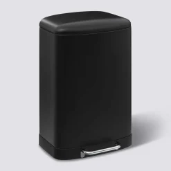 Poubelle rectangulaire à pédale métal 50L, Noir