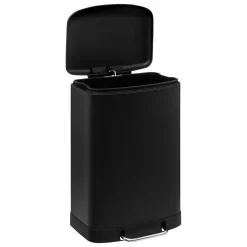 Poubelle rectangulaire à pédale métal 50L, Noir