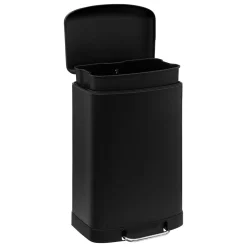 Poubelle rectangulaire à pédale métal 50L, Noir