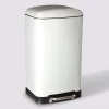 Poubelle rectangulaire à pédale métal 30L, Blanc