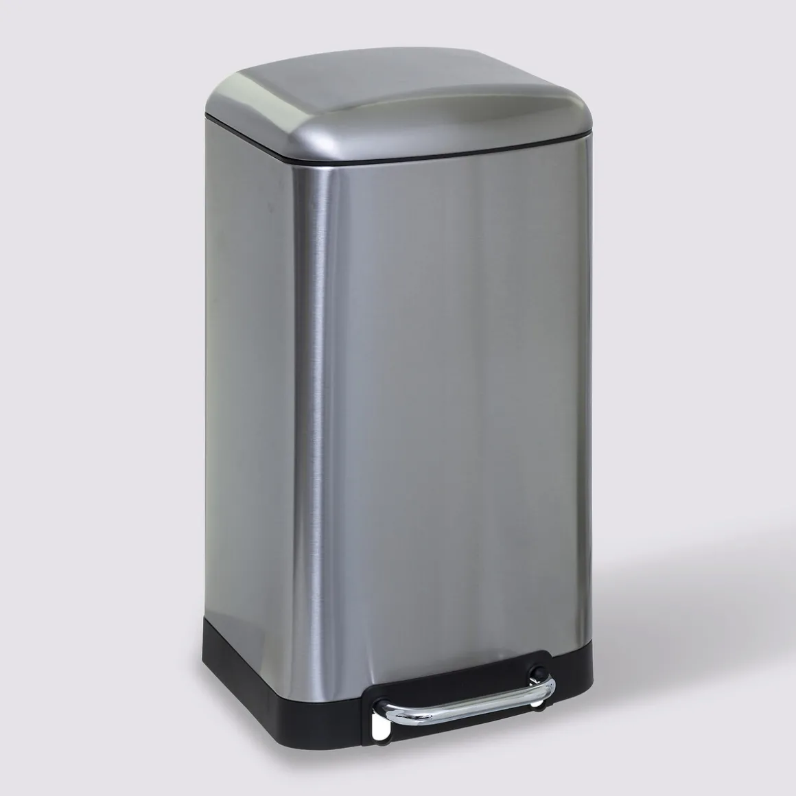 Poubelle rectangulaire à pédale métal 30L, Inox