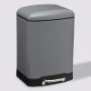 Poubelle rectangulaire à pédale métal 6L, Gris