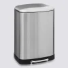 Poubelle rectangulaire à pédale métal 50L, Inox