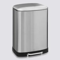 Poubelle rectangulaire à pédale métal 50L, Inox