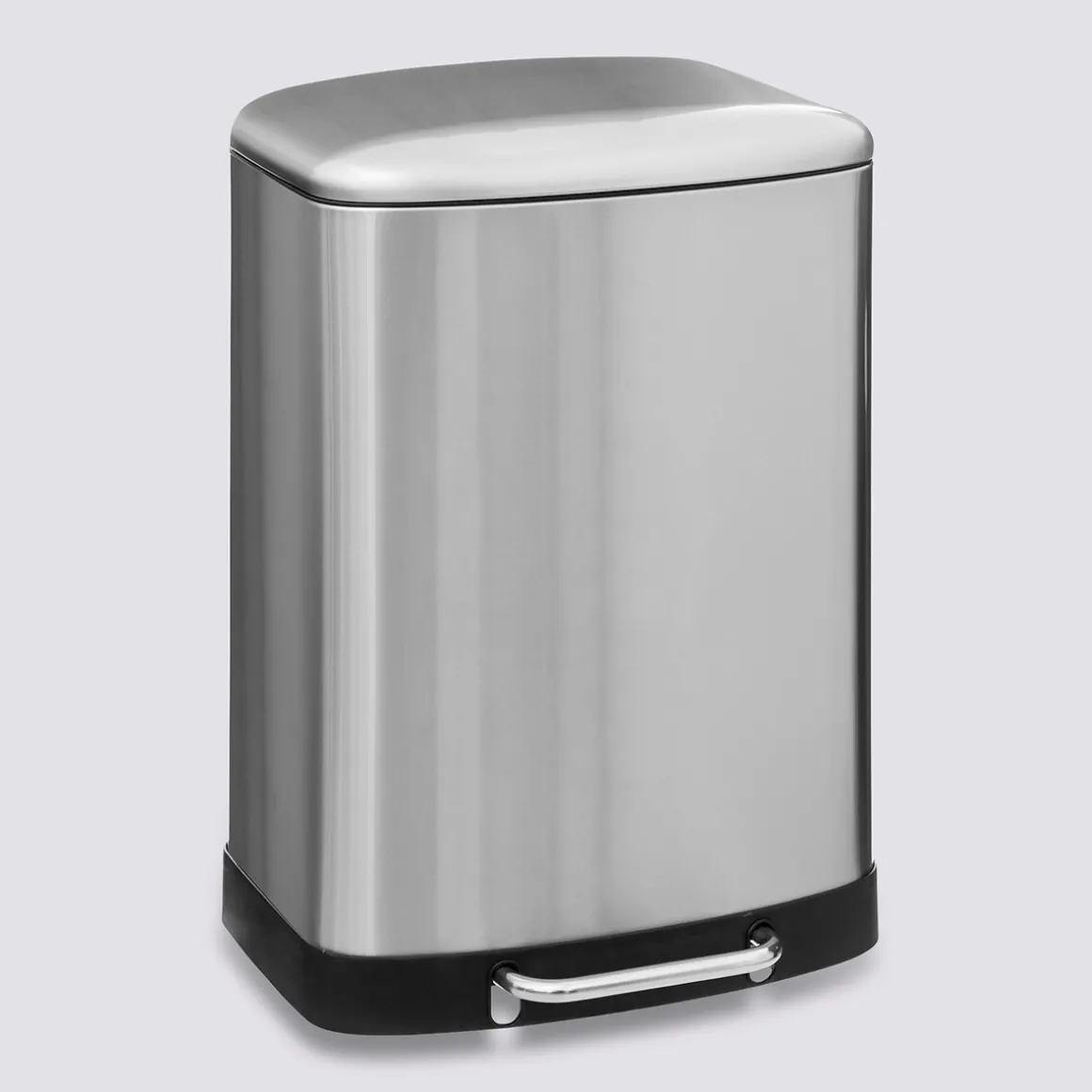 Poubelle rectangulaire à pédale métal 50L, Inox