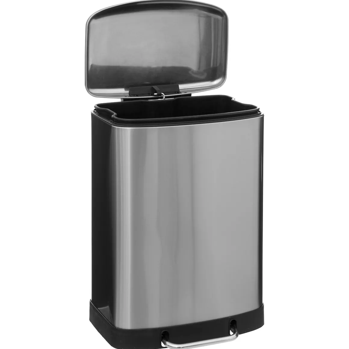 Poubelle rectangulaire à pédale métal 50L, Inox