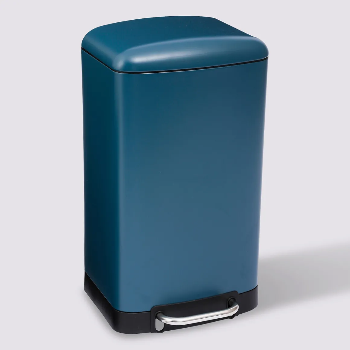 Poubelle rectangulaire à pédale métal 30L, Bleu marine