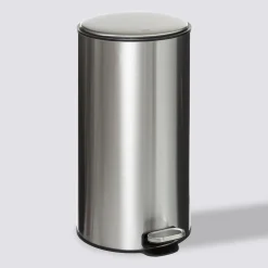 Poubelle ronde à pédale métal 30L, Inox