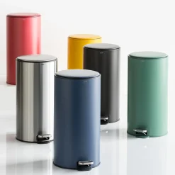 Poubelle ronde à pédale métal 30L, Inox