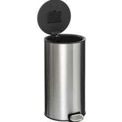 Poubelle ronde à pédale métal 30L, Inox