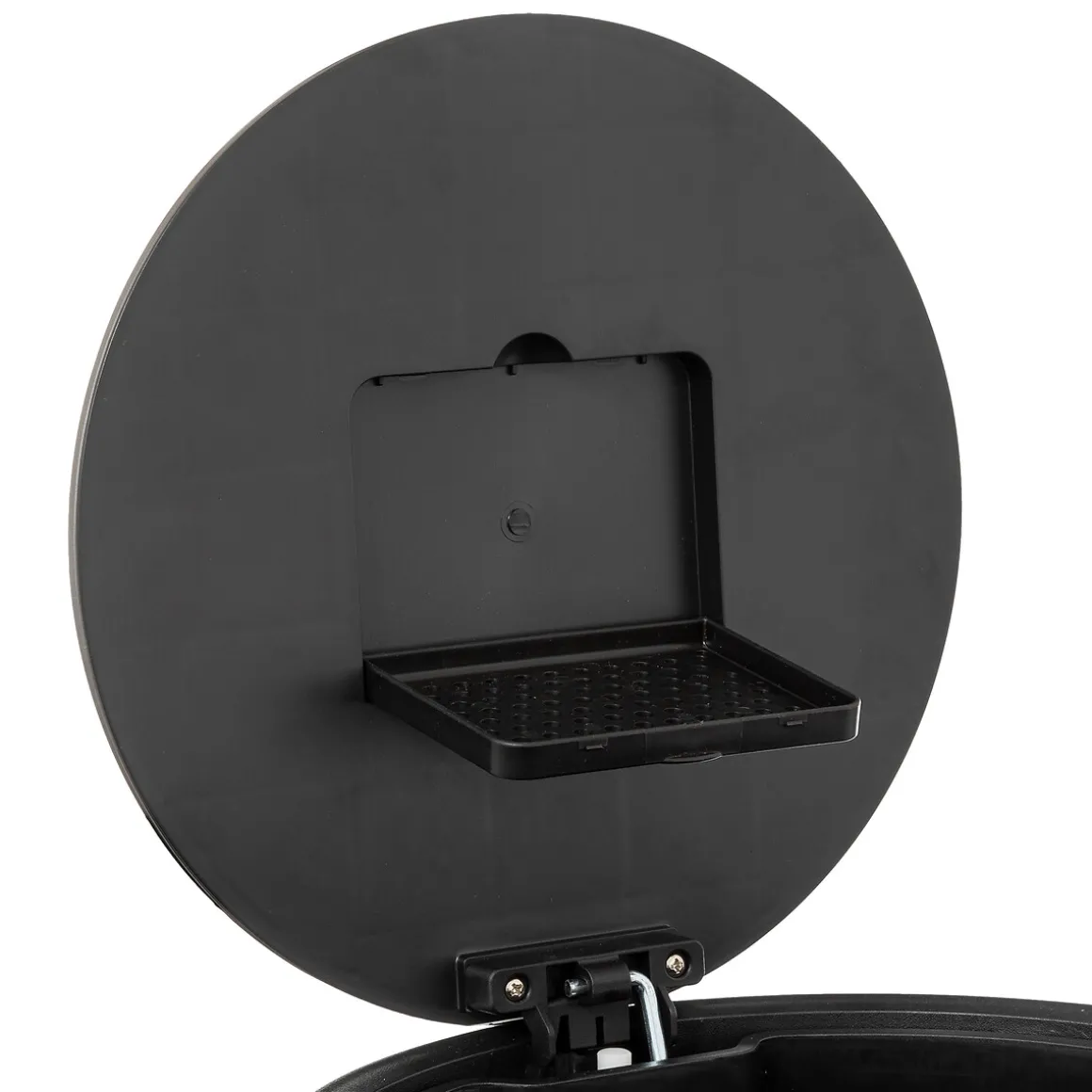 Poubelle ronde à pédale métal 30L, Inox noir